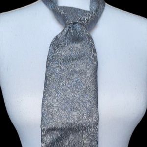 Gray with white and blue paisley design